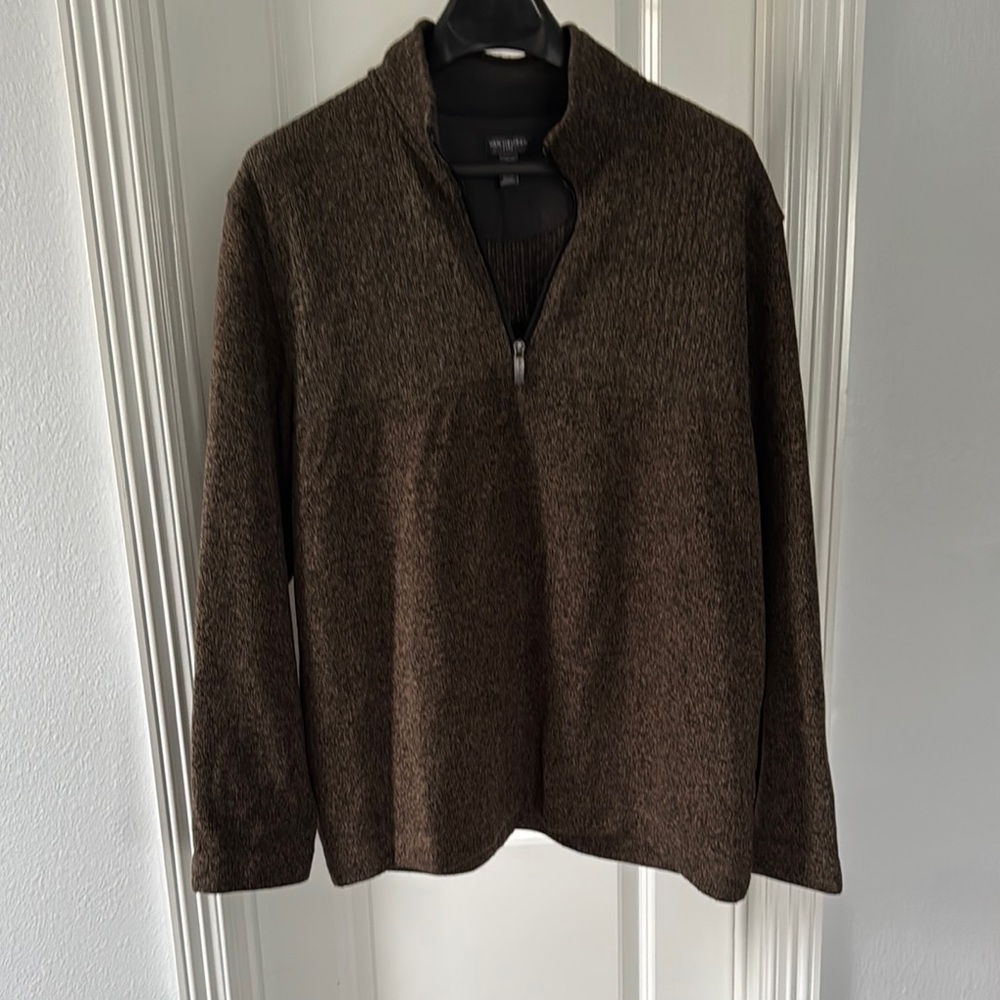 Van Heusen Flex Men's Brown Quarter-Zip Sweater
